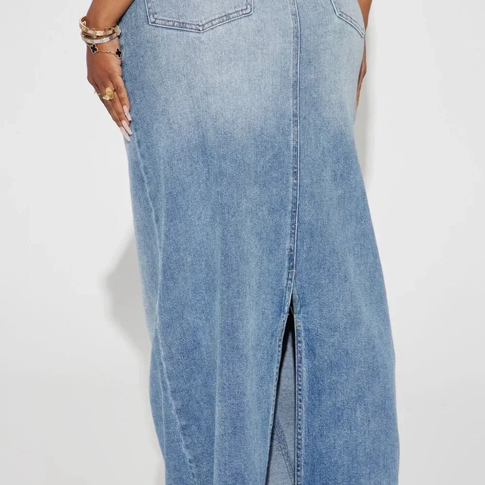 Fashion Nova Blue Maxi Denim Skirt Size XL EUC - Picture 5 of 13